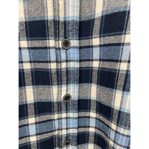Jachs Mens XL Heavyweight Flannel Shirt Long Sleeve Button Up Blue White Plaid - Picture 5 of 9